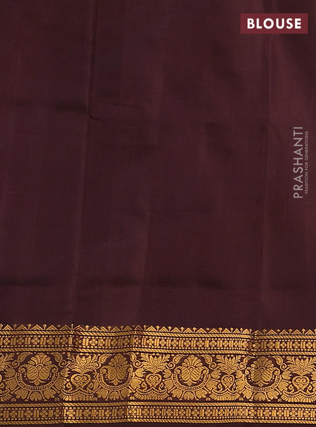 Pure uppada silk saree cs blue and brown with allover silver & gold zari woven buttas and zari woven border