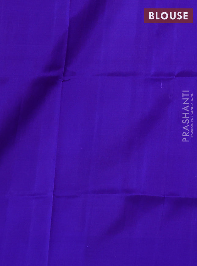Pure uppada silk saree dual shade of maroonish purple and blue with silver & gold zari woven coin buttas and simple border