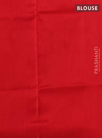 Pure uppada silk saree red shade and red with silver & gold zari woven coin buttas and simple border