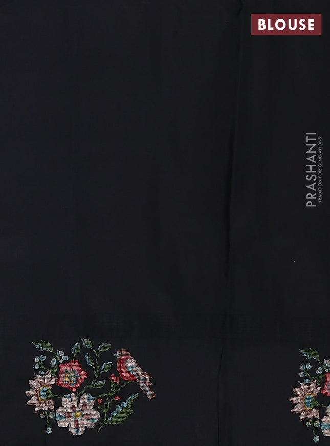 Pure gadwal silk saree mehendi green and black with zari woven buttas and temple design embroidery border