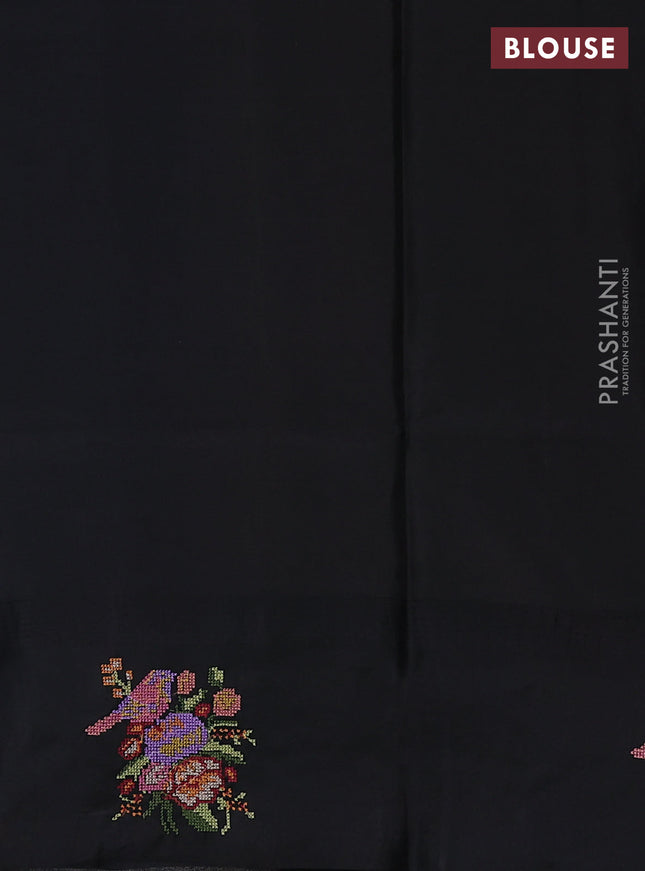 Pure gadwal silk saree lime green and black with zari woven buttas and temple design embroidery border