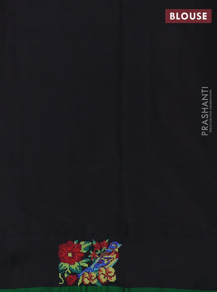 Pure gadwal silk saree red and black with zari woven buttas and temple design embroidery border