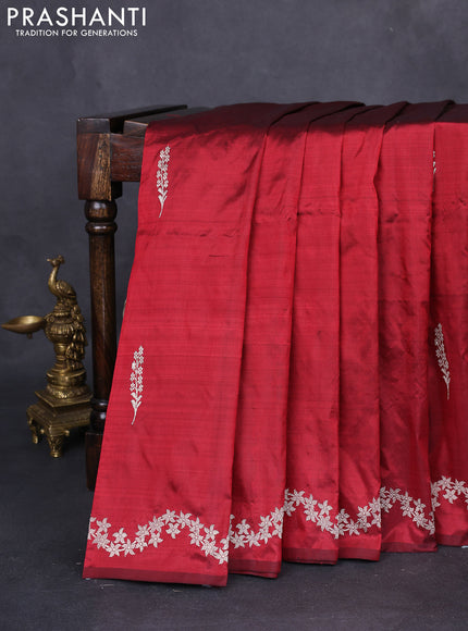 Banarasi katan silk saree maroon with zari woven buttas and zari woven border