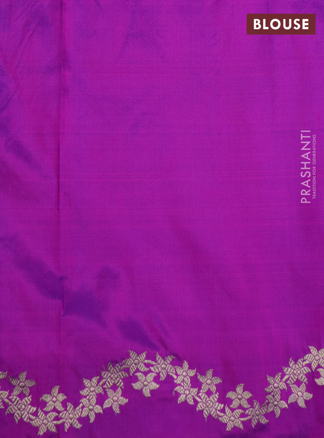 Banarasi katan silk saree purple with zari woven buttas and rich zari border