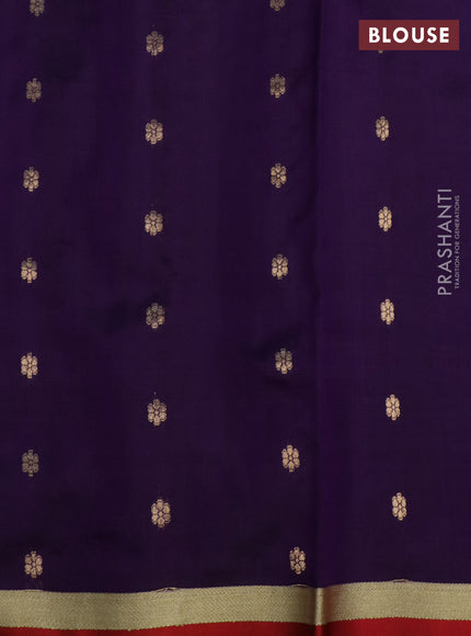 Banarasi katan silk saree violet and red with zari woven buttas and simple zari border