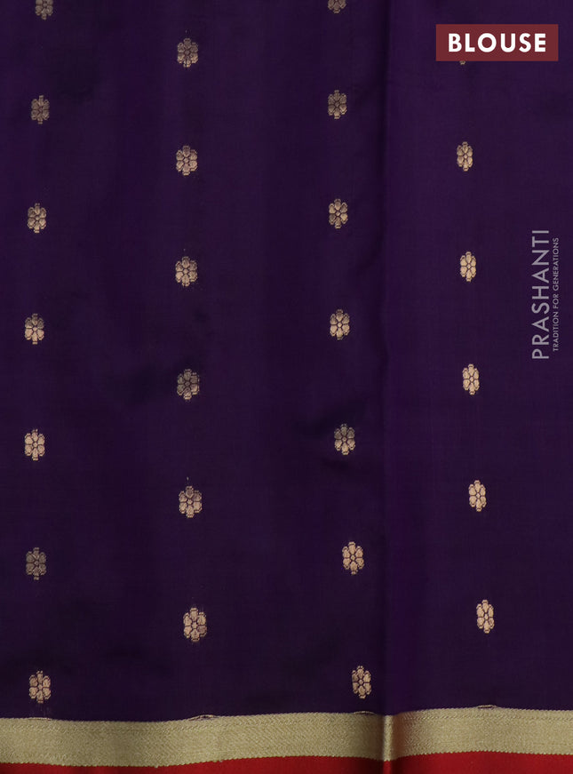 Banarasi katan silk saree violet and red with zari woven buttas and simple zari border