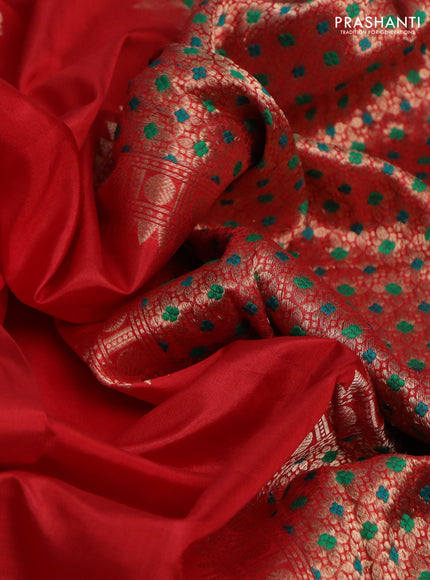 Banarasi katan silk saree red and pink with zari woven buttas and simple zari border
