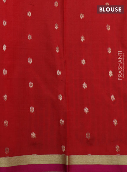 Banarasi katan silk saree red and pink with zari woven buttas and simple zari border