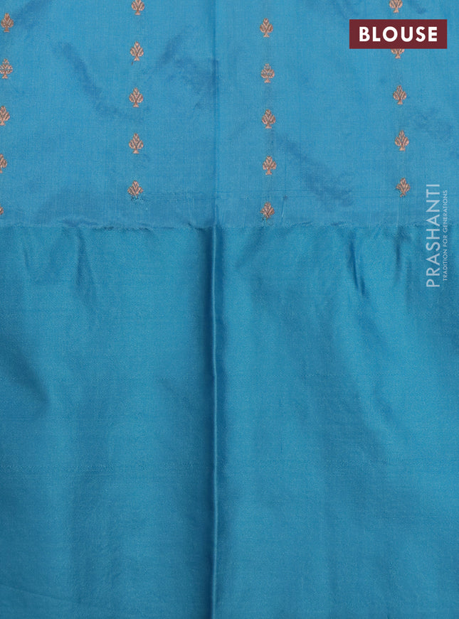 Banarasi katan silk saree purple and light blue with zari woven buttas and zari woven border
