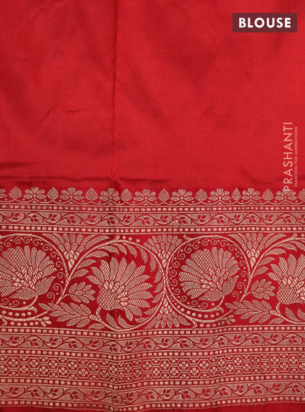Banarasi katan silk saree violet and red with zari woven buttas and floral zari woven border