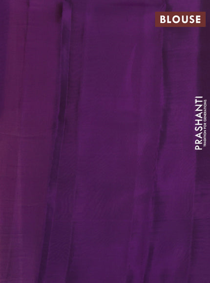 Kanchipuram silk saree sandal and dual shade of purple wuith zari woven buttas and long zari woven border
