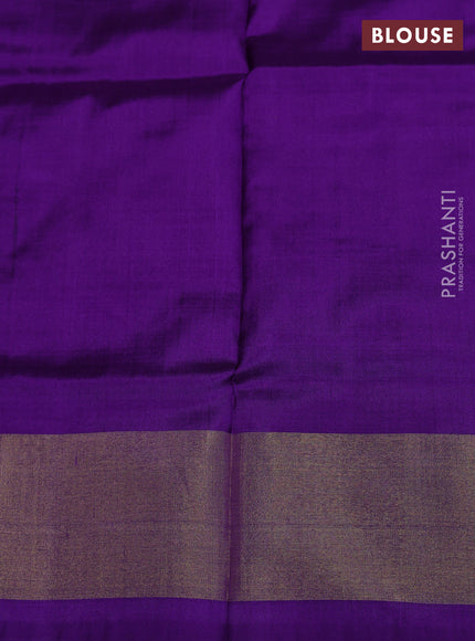 Ikat silk kids lehenga light green and violet with allover ikat weaves and long ikat woven zari border