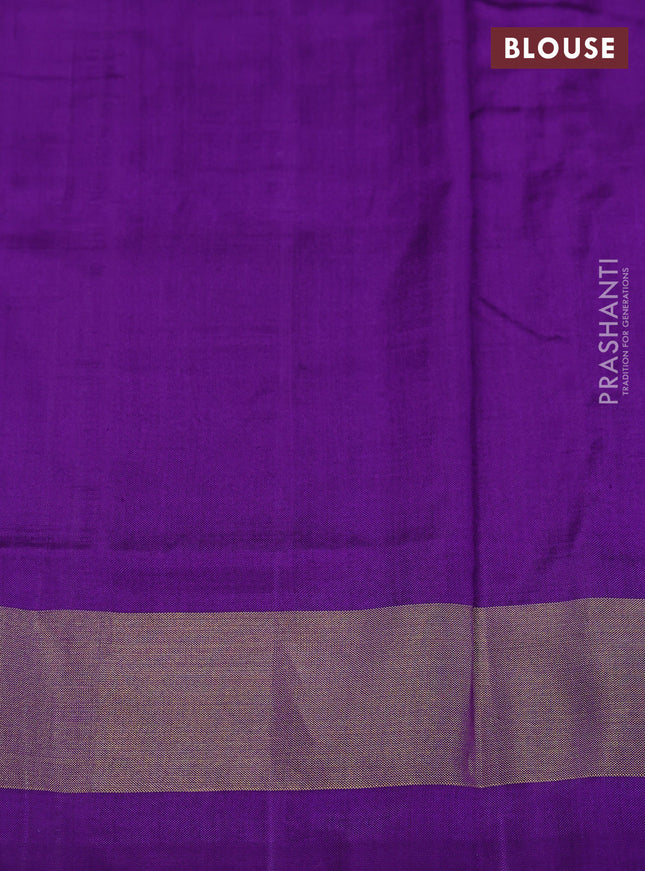 Ikat silk kids lehenga teal blue and violet with allover ikat weaves and long ikat woven zari border