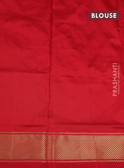 Ikat silk kids lehenga teal blue and red with allover ikat weaves and long ikat woven zari border