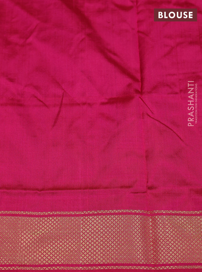 Ikat silk kids lehenga cs blue and pink with allover ikat weaves and long ikat woven zari border