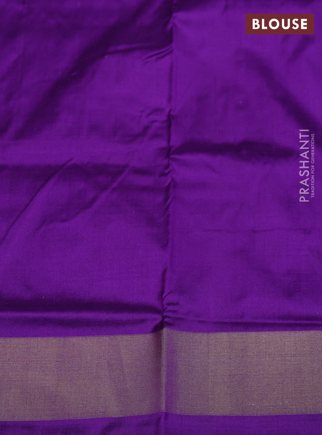 Ikat silk kids lehenga light green and violet with allover ikat weaves and long ikat woven zari border