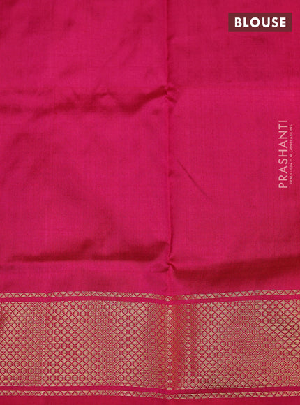 Ikat silk kids lehenga blue and pink with allover ikat weaves and long ikat woven zari border