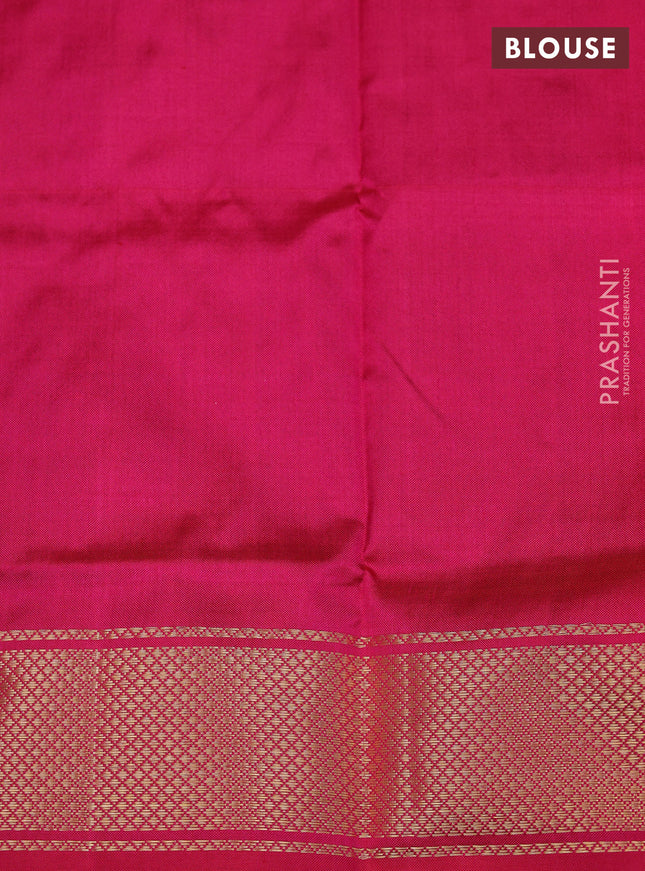 Ikat silk kids lehenga blue and pink with allover ikat weaves and long ikat woven zari border