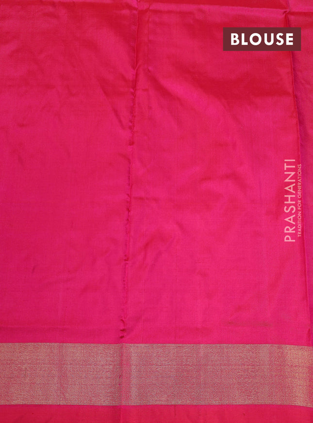 Ikat silk kids lehenga teal blue and pink with allover ikat weaves and zari woven border