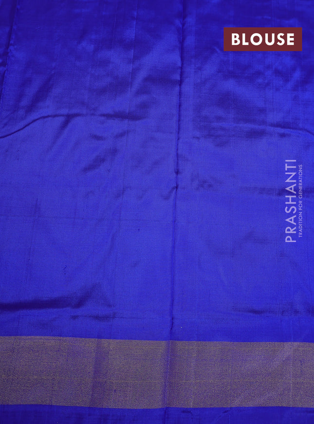 Ikat silk kids lehenga green and blue with allover ikat weaves and long ikat woven zari border