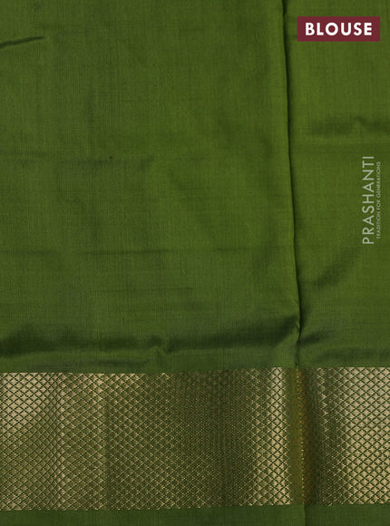 Ikat silk kids lehenga cs blue and light green with allover ikat weaves and long ikat woven zari border