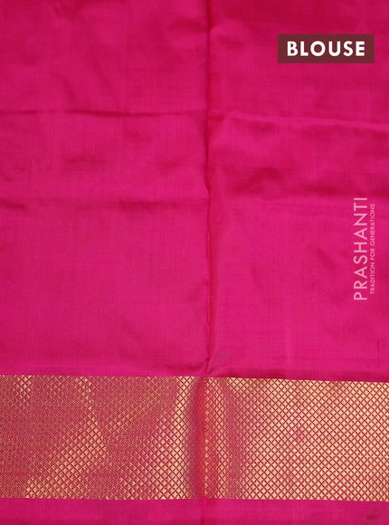 Ikat silk kids lehenga teal blue and pink with allover ikat weaves and long ikat woven zari border