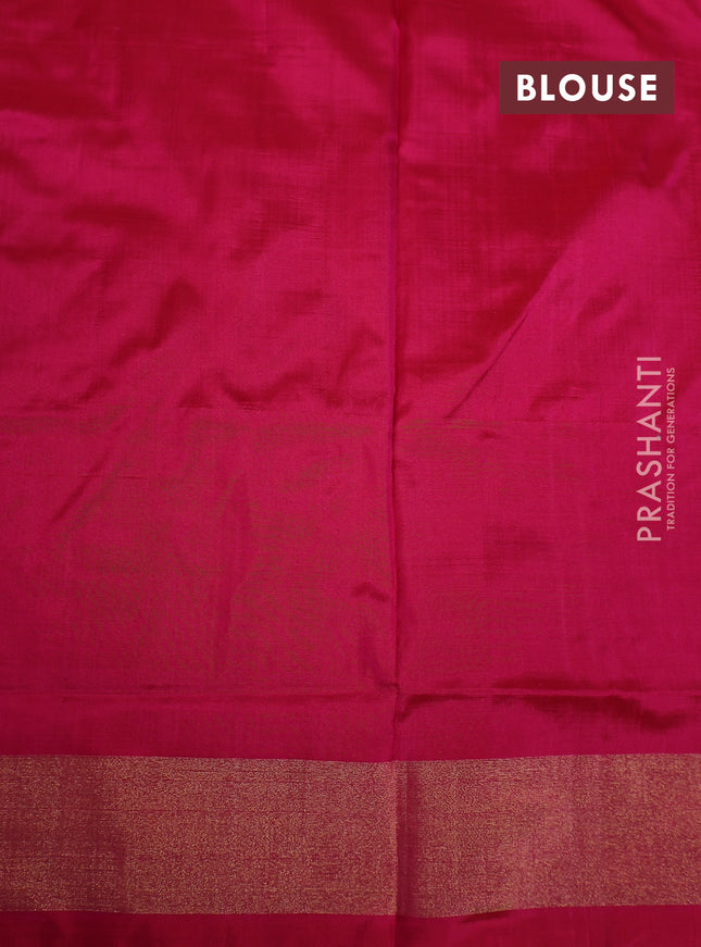 Ikat silk kids lehenga blue and pink with allover ikat weaves and long ikat woven zari border