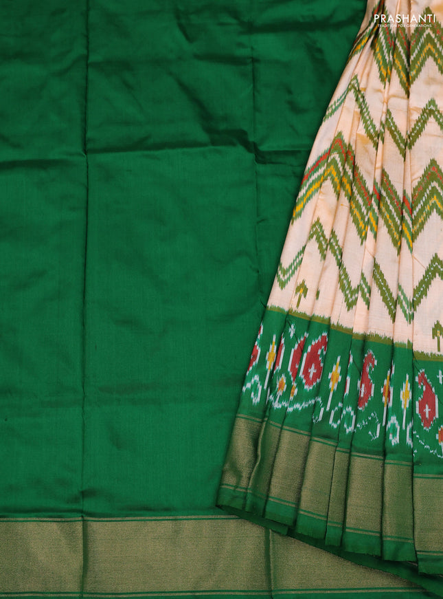 Ikat silk kids lehenga sandal and green with allover ikat weaves and long ikat woven zari border