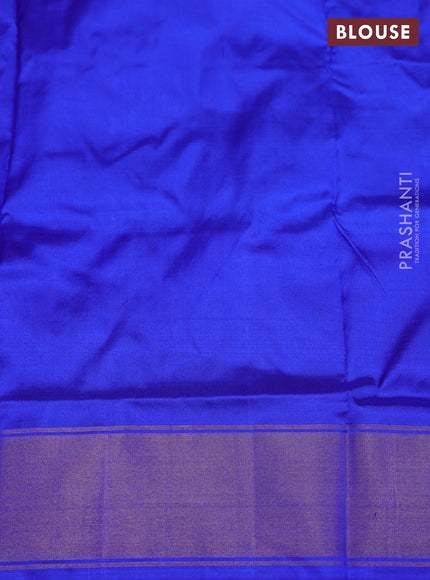 Ikat silk kids lehenga dual shade of pink and blue with allover ikat weaves and long ikat woven zari border