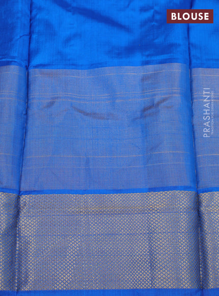 Ikat silk kids lehenga light green and cs blue with allover ikat weaves and long ikat woven zari border