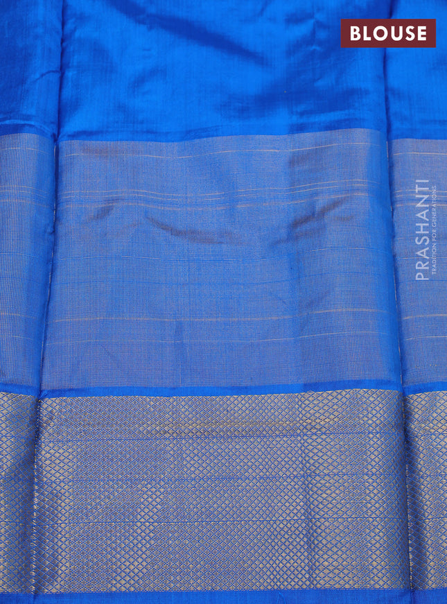 Ikat silk kids lehenga light green and cs blue with allover ikat weaves and long ikat woven zari border