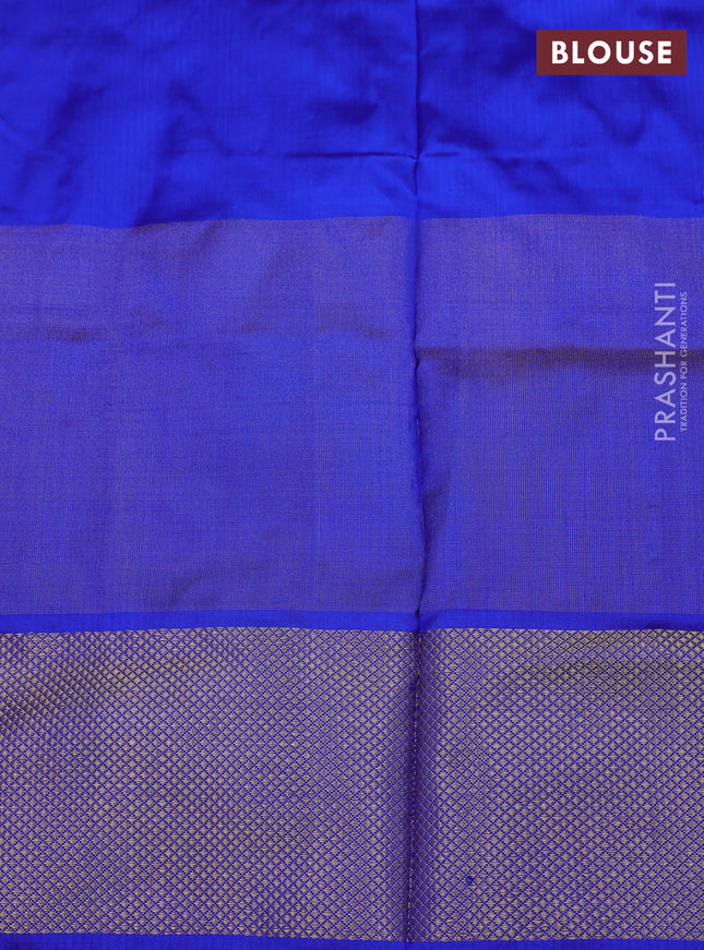 Ikat silk kids lehenga teal blue and royal blue with allover ikat weaves and long ikat woven zari border