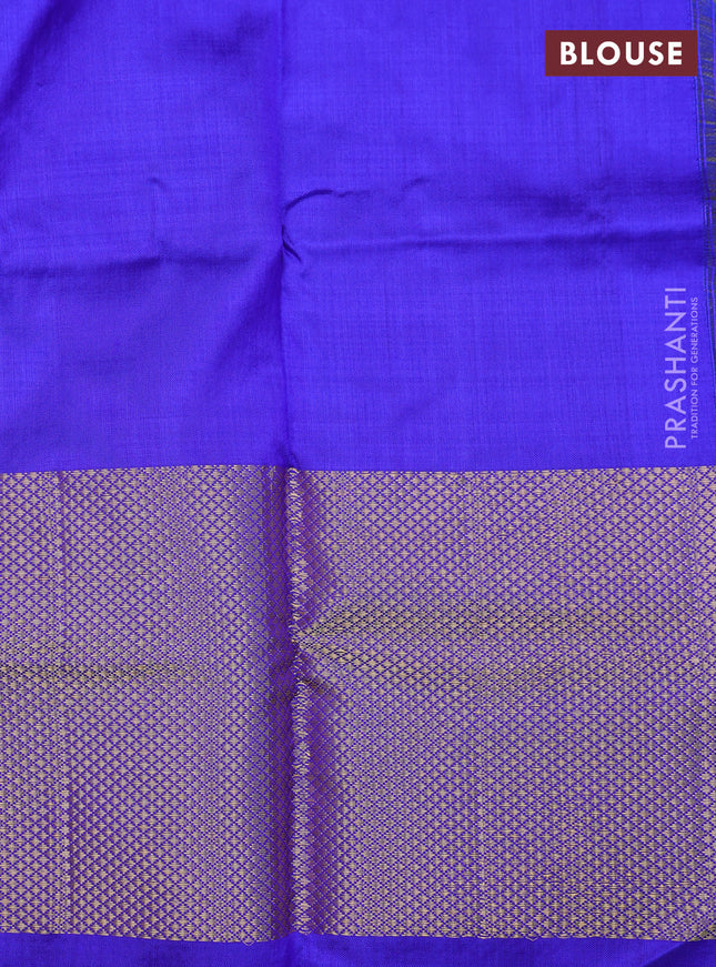 Ikat silk kids lehenga red and blue with allover ikat weaves and long zari woven border