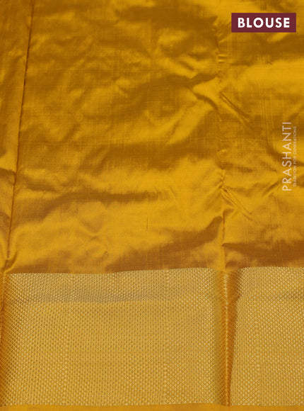 Ikat silk kids lehenga red and mustard yellow with allover ikat weaves and long ikat woven zari border