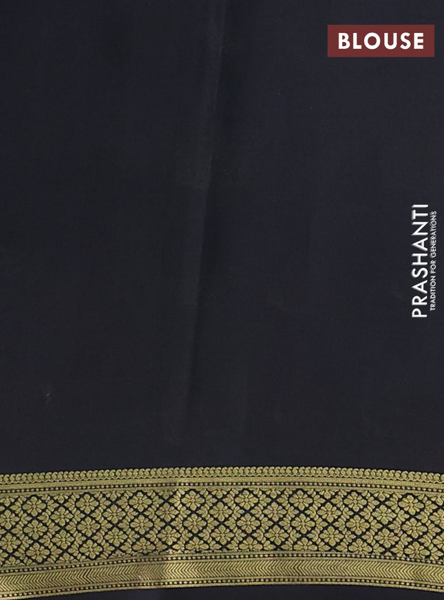 Pure mysore silk saree teal blue and black with allover pen kalamkari prints and zari woven border