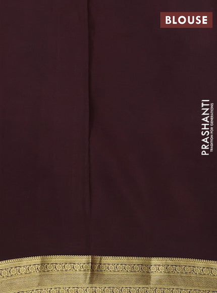 Pure mysore silk saree pale yellow and deep maroon with allover pen kalamkari prints and zari woven border