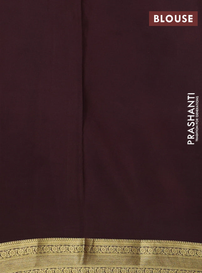 Pure mysore silk saree pale yellow and deep maroon with allover pen kalamkari prints and zari woven border