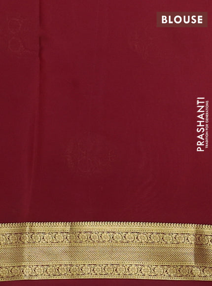 Pure mysore silk saree pastel pink and maroon with allover pen kalamkari prints and zari woven border