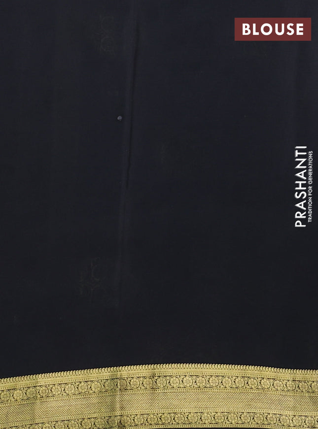 Pure mysore silk saree cream and black with allover pen kalamkari prints and zari woven border