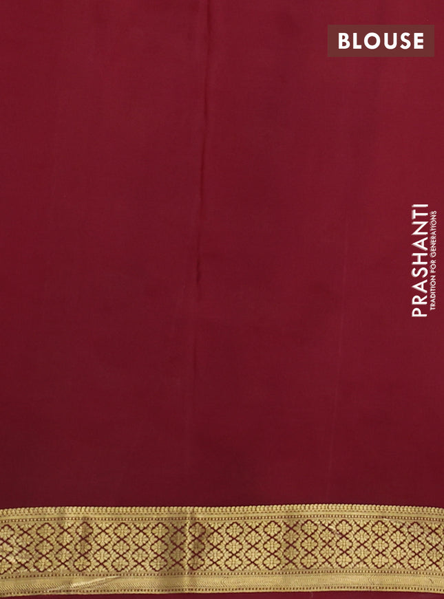 Pure mysore silk saree grey and maroon with allover pen kalamkari prints and zari woven border