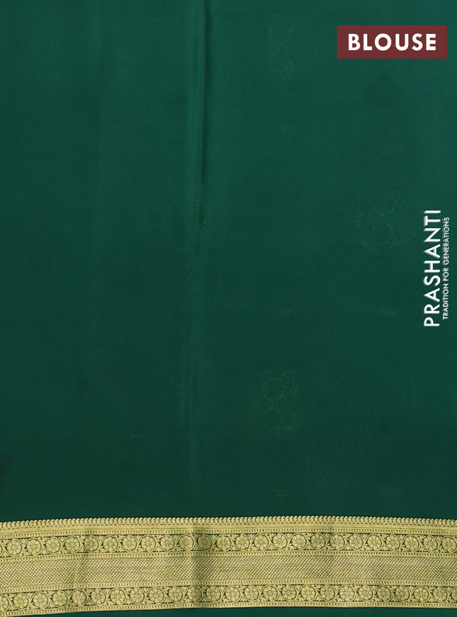 Pure mysore silk saree pastel pink and green with allover pen kalamkari prints and zari woven border