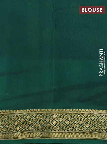 Pure mysore silk saree teal blue and green with allover pen kalamkari prints and zari woven border
