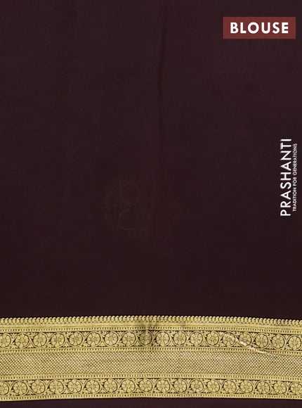 Pure mysore silk saree mehendi green and coffee brown with allover pen kalamkari prints and zari woven border