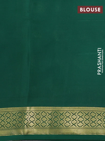 Pure mysore silk saree maroon and green with allover pen kalamkari prints and zari woven border