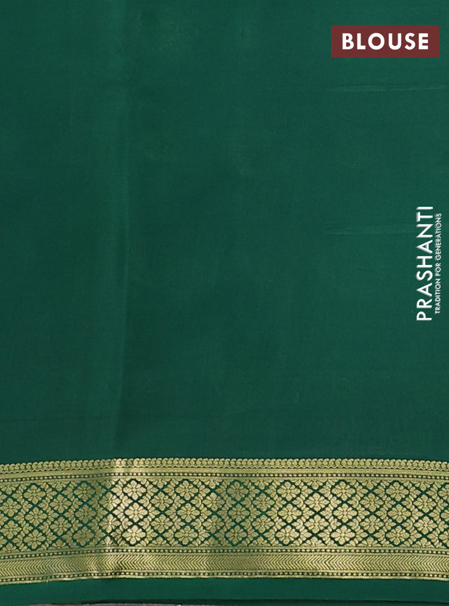 Pure mysore silk saree maroon and green with allover pen kalamkari prints and zari woven border