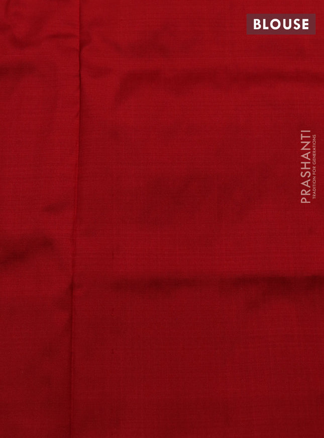 Pochampally silk saree cream and red with allover ikat weaves and simple border