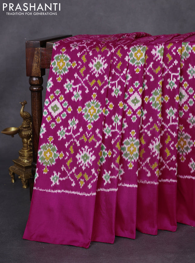 Pochampally silk saree pink with allover ikat weaves and simple border