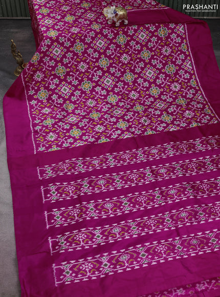 Pochampally silk saree pink with allover ikat weaves and simple border