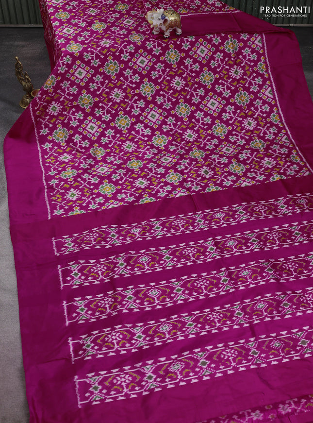 Pochampally silk saree pink with allover ikat weaves and simple border