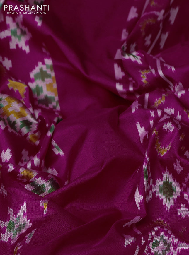 Pochampally silk saree pink with allover ikat weaves and simple border